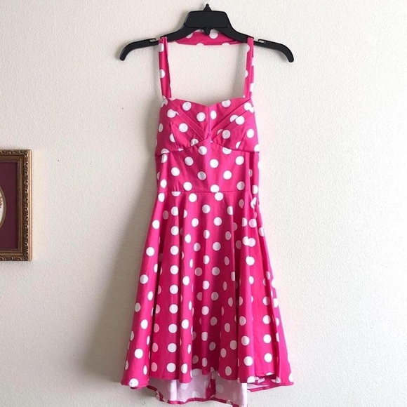 Dresses Vintage Pink And White Polka Dot Halter Mini Dress Poshmark